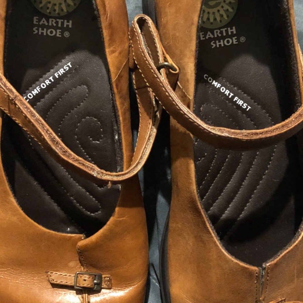 Brown Leather Flats with Classic Stitching and Polished Finish